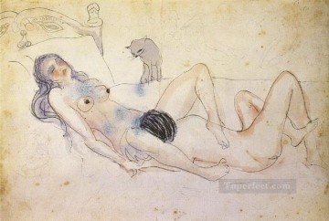 パブロ・ピカソ Painting - 猫とオーラルセックスをする男女 1902年キュビズム パブロ・ピカソ
